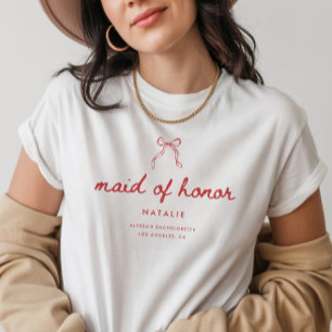 Modern Coquette Maid of Honor's Name Bachelorette T-Shirt