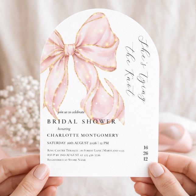 Modern Coquette Pink Bow Bridal Shower Invitation (Creator Uploaded)