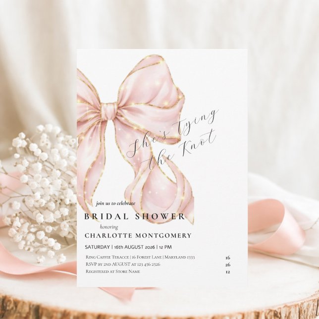 Modern Coquette Pink Bow Bridal Shower Invitation (Creator Uploaded)