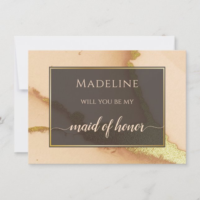 Modern Coral Abstract 💡 Inky Oil Wedding  (Front)