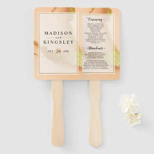 Modern Coral Abstract 💡 Inky Oil Wedding  Hand Fan