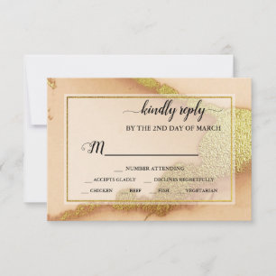 Modern Coral Abstract 💡 Inky Oil Wedding  RSVP Card