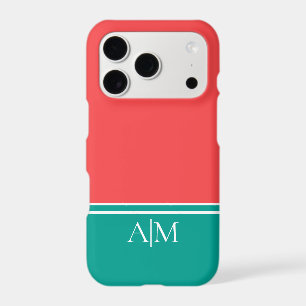 Modern Coral and Aquamarine Monogram
