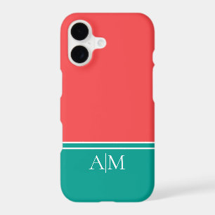 Modern Coral and Aquamarine Monogram