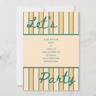 Modern Coral and Green Striped Invitation