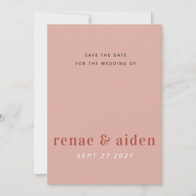 Modern Coral and Rust Save the date card (Front)