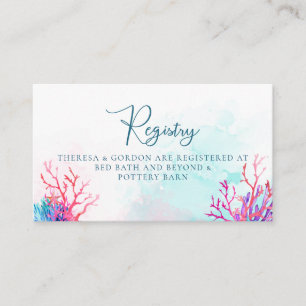 Modern Coral, Beach Wedding Registry Card
