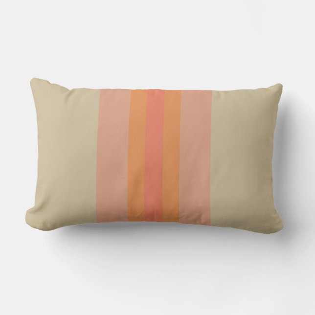 Modern Coral Beige Striped Lumbar Pillow (Front)