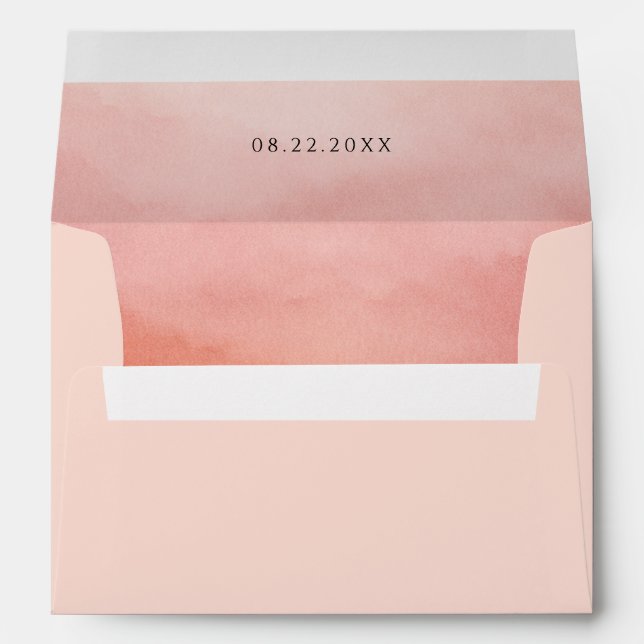 Modern Coral Coastal Chic Elegant Wedding Envelope (Back (Bottom))