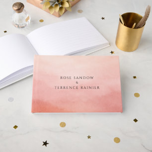 Modern Coral Coastal Chic Elegant Wedding Guest Book