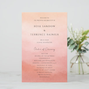 Modern Coral Coastal Chic Elegant Wedding Program