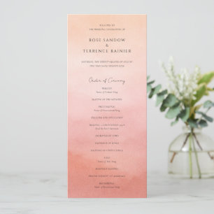 Modern Coral Coastal Chic Elegant Wedding Programme