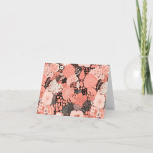 Modern Coral Floral Patterned Thank You Card