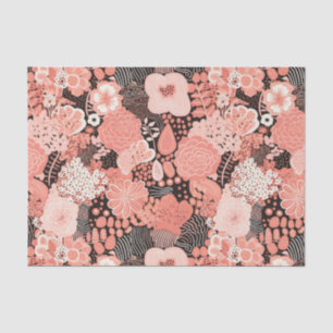 Modern Coral Floral Patterned Tissue Paper
