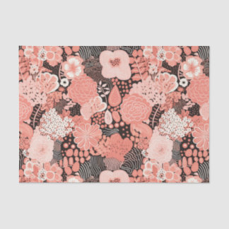 Modern Coral Floral Patterned Tissue Paper