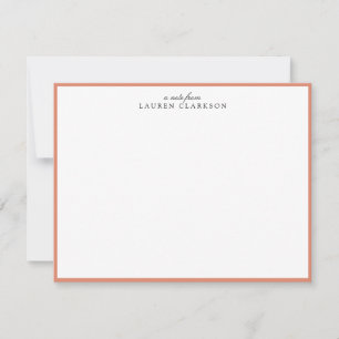 Modern Coral Frame Personalized Note Card