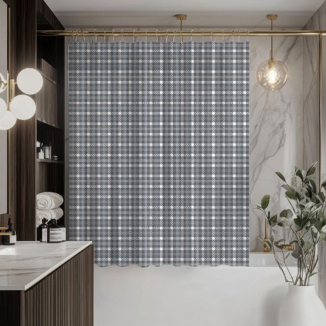 Modern Coral Grey Curtain Soft Plaid Bathroom Look (Modern Coral Grey Curtain Soft Plaid Bathroom Look)