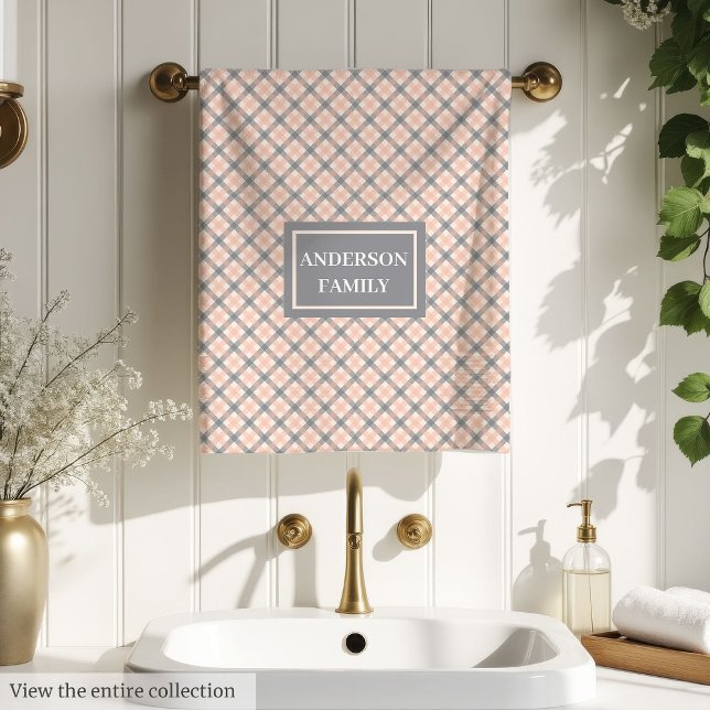 Modern Coral Grey Towels Classic Family Gift Idea (Modern Coral Grey Towels Classic Family Gift Idea)