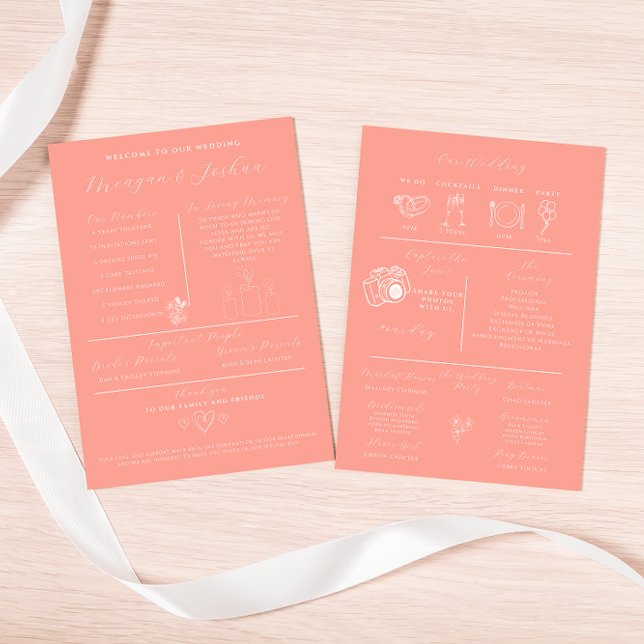Modern Coral Infographic Spring Wedding Program Programme (Creator Uploaded)