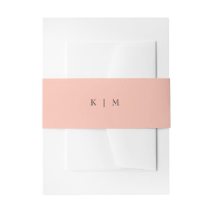 Modern Coral Monogrammed Minimalistic Invitation Belly Band