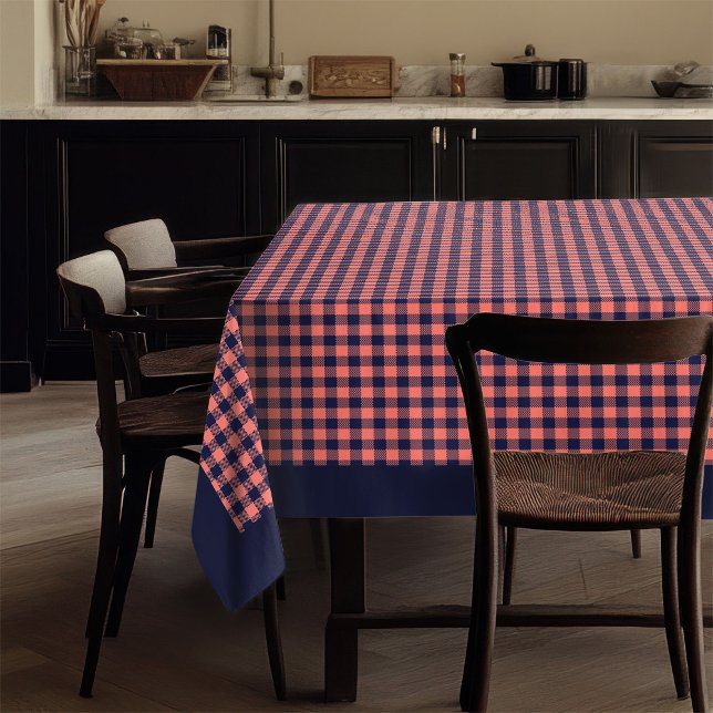 Modern Coral Navy Tablecloth Trendy Plaid Dining ( Modern Coral Navy Tablecloth Trendy Plaid Dining Style)