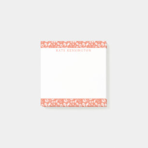 Modern Coral Peach Tropical Floral Pattern Post-it Notes