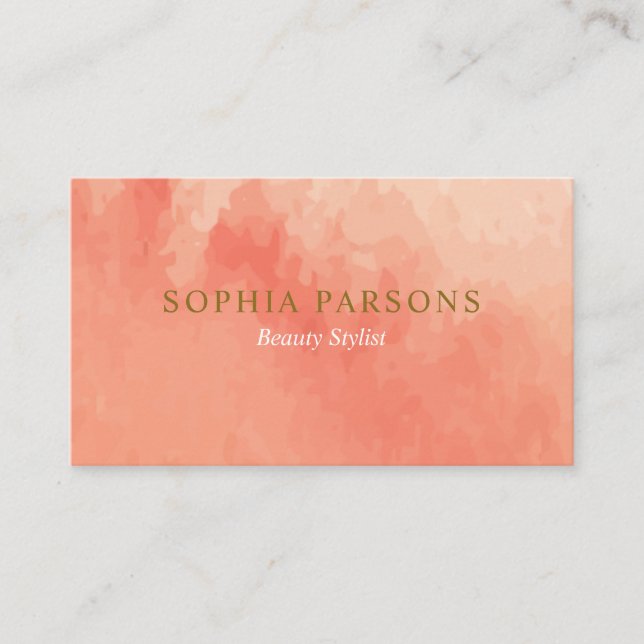 Modern Coral Peach Watercolour Blot Business Card (Front)