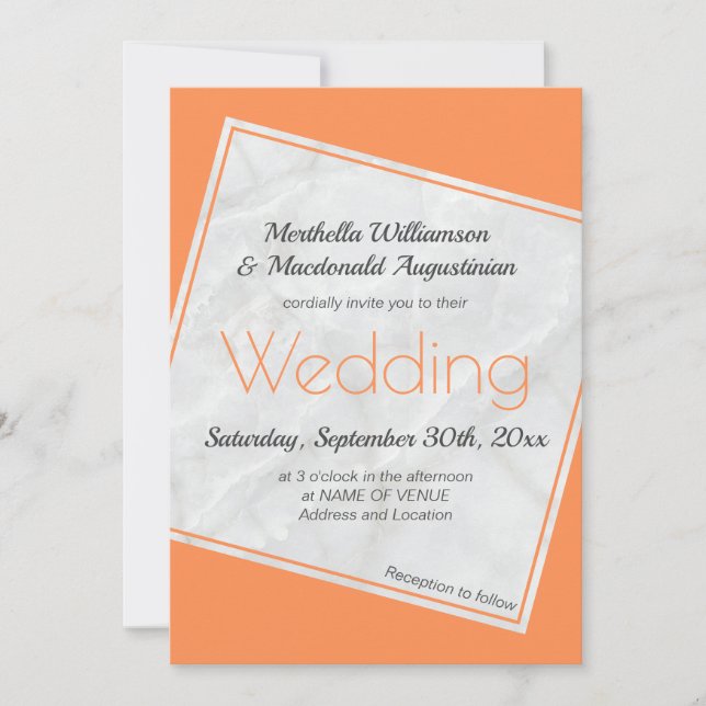 Modern Coral Peach Wedding Invitation (Front)