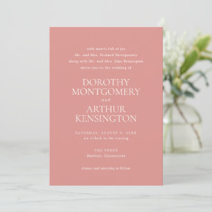 Modern Coral Pink Elegant Wedding Invitation