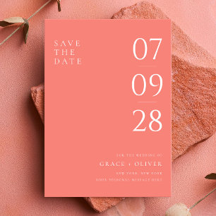Modern Coral Pink Elegant Wedding Save The Date