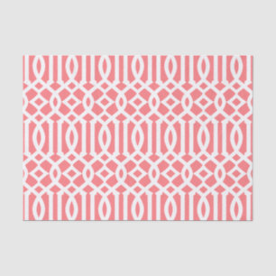 Modern Coral Pink Moroccan Trellis Pattern Tissue Paper