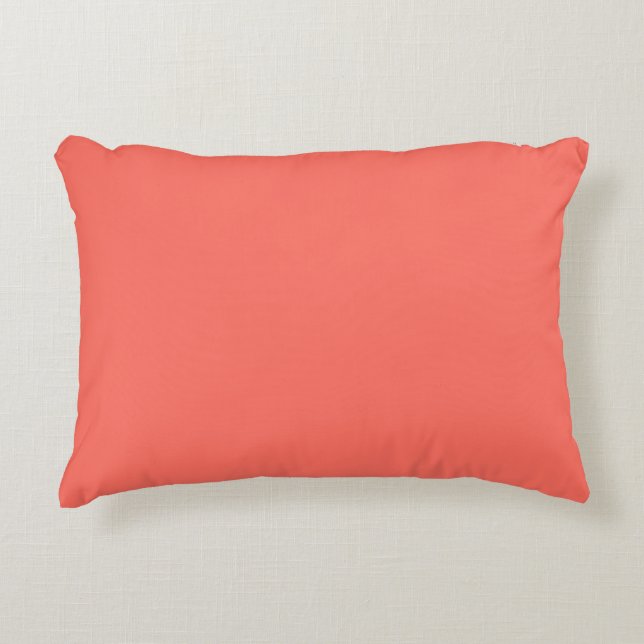 Modern Coral pink Plain Solid Colour Decorative Cushion (Front)
