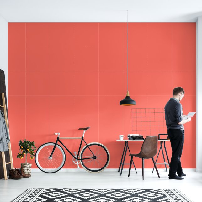 Modern Coral pink Plain Solid Colour Wallpaper (Living Room)