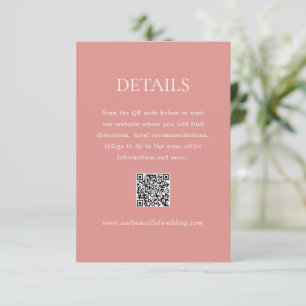 Modern Coral Pink QR Code Elegant Wedding Enclosure Card
