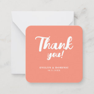 Modern Coral Pink Wedding Budget Thank You Card