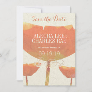 Modern Coral Poppy Wedding Save the Date Invitation