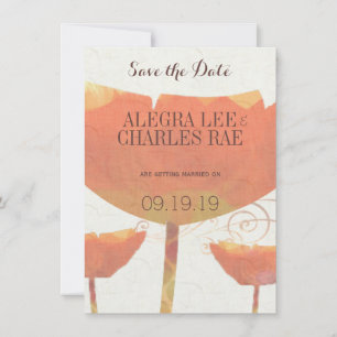 Modern Coral Poppy Wedding Save the Date Invitation