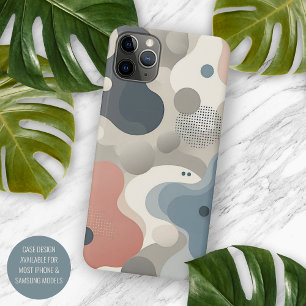 Modern Coral Red Beige Gray Blue Art Pattern iPhone 11 Pro Max Case