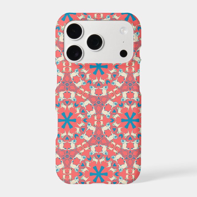 Modern coral red Pug pattern (Back)