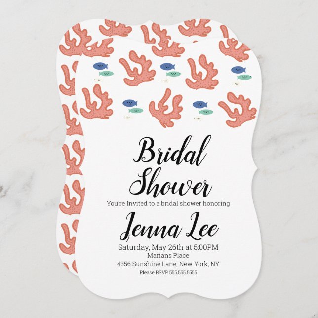 Modern Coral Reef and Fish Invitation (Front/Back)
