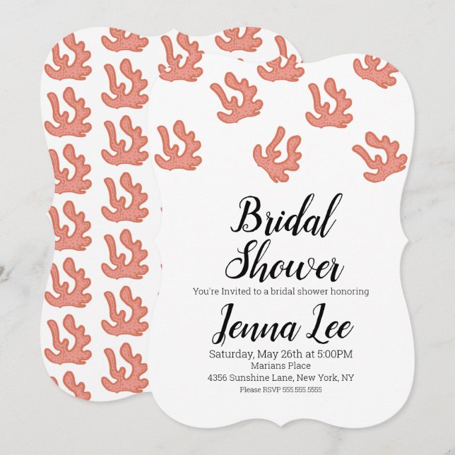 Modern Coral Reef Doodle Illustration Invitation (Front/Back)