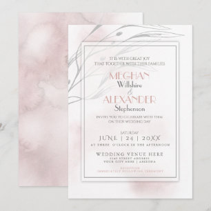 Modern Coral Rose Watercolor Splash Invitation