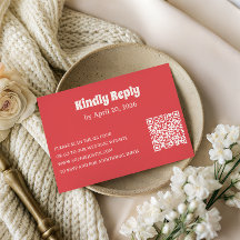 Modern Coral RSVP Card with QR Code
