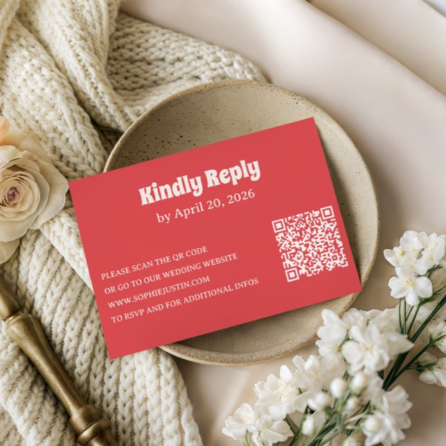 Modern Coral RSVP Card with QR Code (Creator Uploaded)