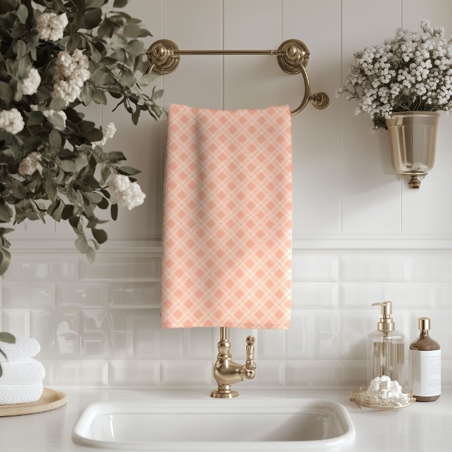 Modern Coral Tartan Towels Cosy and Refined (Modern Coral Tartan Towels Cozy and Refined)