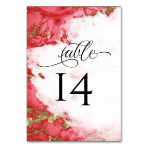 Modern Coral Watercolor Geode  BarefootBride™ Table Number