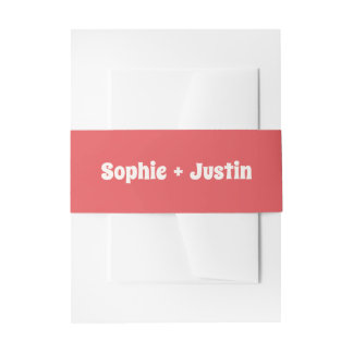 Modern Coral Wedding Invitation Belly Band