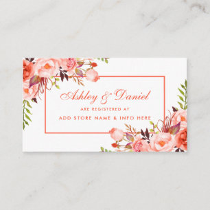 Modern Coral Wedding Registry Insert Card