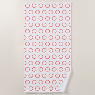 Modern Coral White Circle Pattern Beach Towel