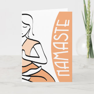 Modern Coral Yoga Illustration Namaste Card